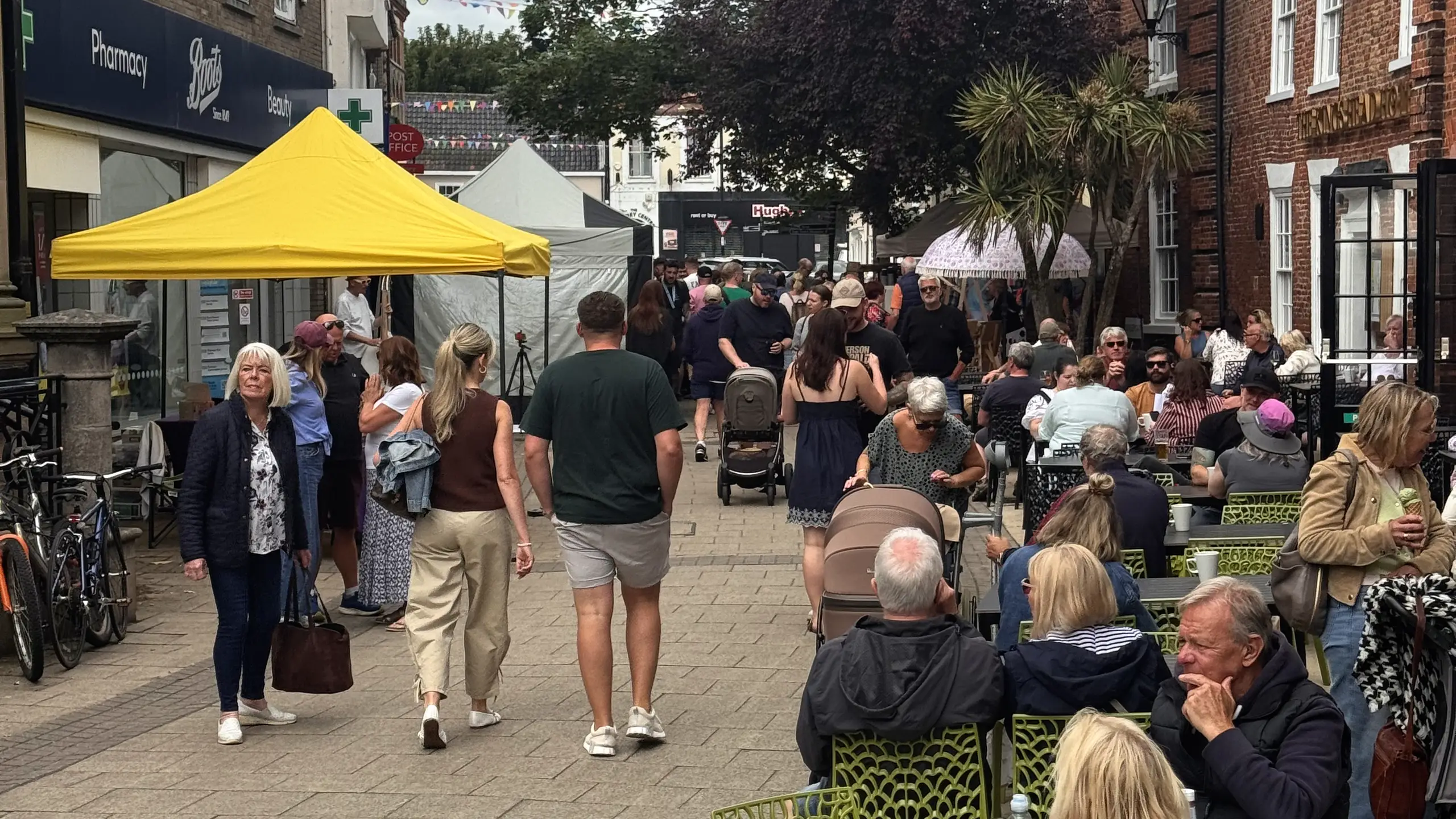 Shoppers filling the town centre at Beccles Sunday Market